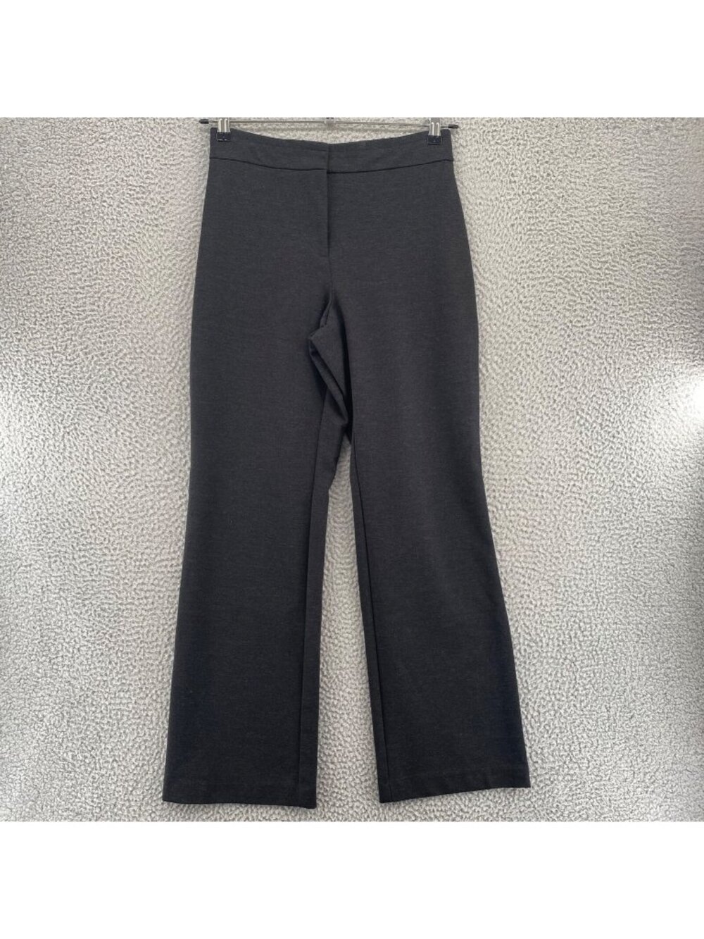 Chicos Pants Women 1 US 8 Gray Ponte Knit Wide Leg Trouser Stretch Office Career